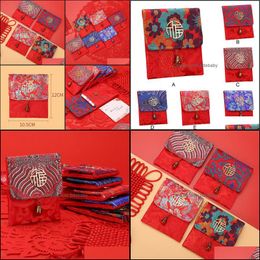 -Autres équipements d'événement Fournitures Festive Home Jardin Bijoux chinois Money Packets Brocade Enveloppes rouges Exquises Porte-monnaie Porte-monnaie Pochettes Nous