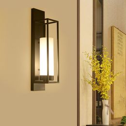 Wall Lamp Modern Chinese Lights Iron Arts Bedlight Retro Club El Lighting Glass Cover Corridor