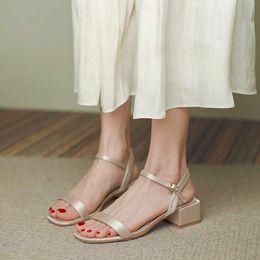 2021 Summer Clear Heels Sale Of Women's Shoes Female Sandal Buckle Strap Med New Girls Fashion Block Beige Gladiator Comfort Y0608