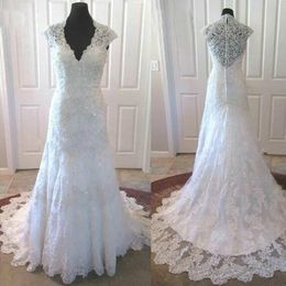 Mermaid Lace Dresses Sparkling Ball Gowns Scalloped Applique Wedding 328 328