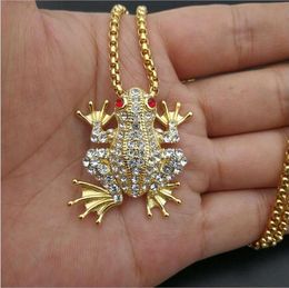 Pendant Necklaces Fashion Jewelry Charm Iced Out Bling Men Hip Hop Frog Necklace Rock Punk Animal Shape Male Hiphop Gifts