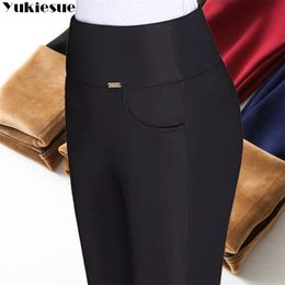 Atumn Winter Women's pencil Pants Plus Size 5XL 6XL Add Velet Mom Elastic High Waist Casual Women Trousers leggings 211216