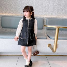 2021 Girls Fall Round Neck Long Sleeve Dress Wholesale Lots Bulk Clothes Fall Clothes for Kids Girls Autumn Clothes COTTON Q0716