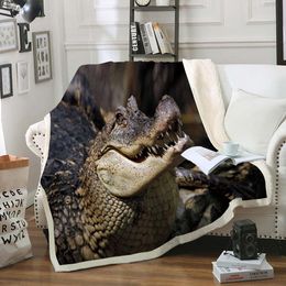 Blanket Ultra-Soft Fleece crocodile Animal Printed Flannel Velvet Plush Throw Blankets High Quality Home Use Portable Sofa Decor