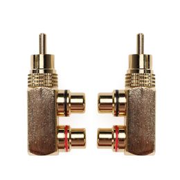 Gold Plated 1 Male to 2 Female RCA Splitter AV Video Connector F Audio Adapter
