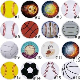 new27 Styles Round Beach Towel Blanket Fire Softball Baseball Basketball Beach Blanket Bedroom Decor Yoga Mat Beach Towels sea ship EWA5026