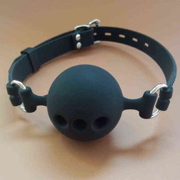 NXY Sex Adult Toy Black Health Silicone Mouthe Gag Mesh Balls Bondage Restraints Games Slave Bdsm Fetish Toys for Couples Ball1216