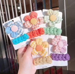 2pcs/set Lovely Koran Style Colour Flowers Children Girls Solid Hair Clips Hair Accessories Cute Fabric Kids Headwear Hairgrips