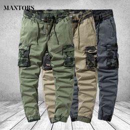 Casual Men Long Pants Fashion Male Sweatpants Fitness Joggers Pant Gyms Big Pockets Men's Cargo Trousers Armygreen Khaki Grey H1223