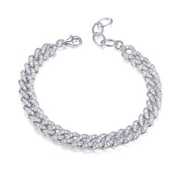 925 Sterling Sier Bracelet Beautiful Iced Out CZ Zircon Link Bracelet Custom Cuban Chain Bracelet