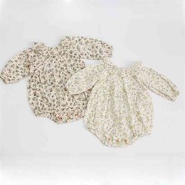 0-3Yrs Infant Baby Rompers Girls Long Sleeve Floral Clothes Spring Autumn 210816