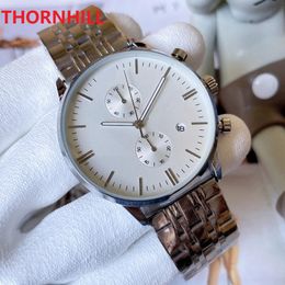 All Dials Work Brand Mens Watches Male Clock Wristwatches 43mm Full Stainless Steel Fashion Quartz Waterproof Calendar Men Watch Wholesale Gifts