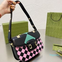 Designer- High Quality Women Shoulder Bag Fashion Leather Luxury Saddle Bags Stitching Backpack Flap Handbag Black Totes