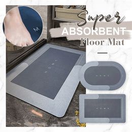 Super Absorbent Floor Mat Quick-Drying Bathroom Carpet Home Bath Rug Oil-proof Non-slip Kitchen Doormat Easy To Clean Dropship 220301