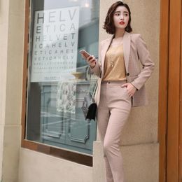 Women's Suits & Blazers Elegant Women Office Lady Work Blazer Jacket Trousers Business Pants Female 2021 Winter Clothing Plus Size 2 Piece S