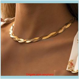 Necklaces & Pendants Jewelryfashion Blade Snake Chain Choker Necklace For Women Classic Twist Flat Clavicle Party Jewelry Aessories Chokers