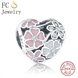 FC Jewellery Fit Original Brand Charm Bracelet 925 Sterling Silver European Spring Enamel Flowers Beads for making Berloque Q0531