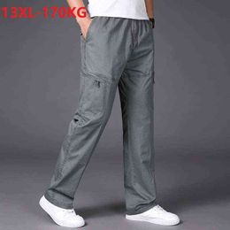 spring summer Men casual cargo pants cotton plus size 8XL 10XL 13XL safari style pockets pants daily straight pants armygreen G0104