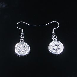 New Fashion Handmade 15mm Star Of David Shield Of David Earrings Stainless Steel Ear Hook Retro Small Object Jewelry Simple Design For Women Girl Gifts