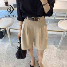 Summer Shorts Korean Loose Wide Legs Femme High Waisted Bermuda Short Pants With Belt Casual Plus Size Women Clothing B14315X 210724