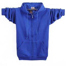 Autumn Winter Fashion Zip-up 95% Cotton Loose Hoody Weatshirt Women Zipper Velvet Long Coat Boyfriend Hooded Blue Plus Size 201028