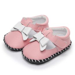 First Walkers Genuine Leather Born Baby Girl Shoes White Bowknot Mary Jane Infant Soft Sole Toddler Moccasins 0-24M