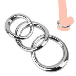 Nxy Cockrings Stainless Steel Metal Scrotum Stretcher Penis Bondage Lock Delay Ejaculation Cock Ring Erotic Sex Toys for Men 1208