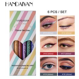 HANDAIYAN 6 FÄRGOR Långvariga Eyeliners Pencil Vattentät Non-Smudge Fashion Ultra-Fine Eyeliner Gel Pen Makeup Kosmetika