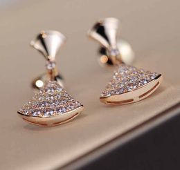 V gold luxury quality charm earring with diamond for women wedding Jewellery gift in 18k rose gold plated with box free shipping PS3729