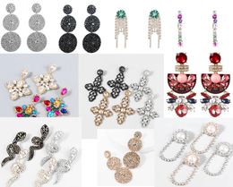 Shiny Rhinestone Geometric Dangle Earrings European Exaggerated Snake Round Drop Earings Women Party Jewellery Gifts