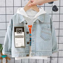 Baby Denim Jacket Infant Boy Girl Fall Outerwear Fashion Letter Boys Girls Coats 1 2 3 4 5 Years Kids Clothing Top 211023