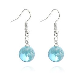 Fashion Blue Sky White Cloud Resin Drop Dangle Earrings Small Cute Transparent Ball Silver Hook Earrings for Women New Creative