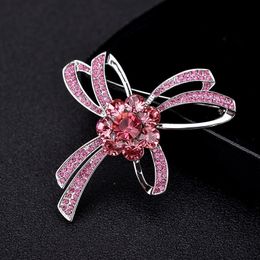 Red Trees Classic Crystal Bow Brooch in Box Fashion Broches for Women Graduation Gift Aka Sorority Jewellery Borches