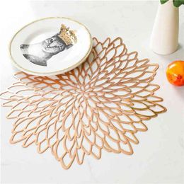 6PCS/SET PVC Hollow Insulation Coaster Pads Table Bowl Mats Kitchen Dining Table Mats Heat Resistant Placemat For Dining Table 210817