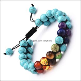 Beaded, Strands Bracelets Jewellery Lovers Gift Seven Chakra Yoga Natural Double Row Energy Stone Braided Bracelet Drop Delivery 2021 Sc361