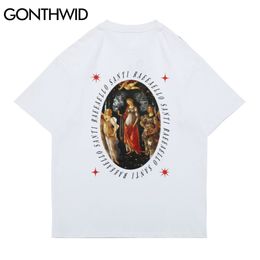 Tees Shirts Casual Hip Hop Men Summer Painting Print Short Sleeve T-Shirts Cotton Loose Streetwear Harajuku Tshirt Tops 210602