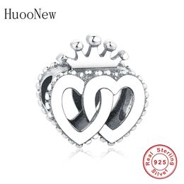 Fit Original Pandora Charms Bracelet 925 Sterling Silver Double Heart Crown Beads Jewelry Making Valentine Friend Berloque 2019 Q0531