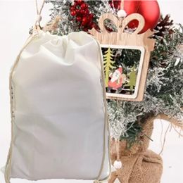 Sublimation Christmas Santa Bag Large Heavy Organic Santas Sack Drawstring Candy Toy Handbag Xmas Gift Bags For Kids