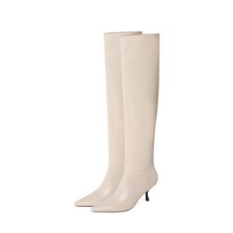 Stivali da donna al ginocchio Stivali sottili tacco in pelle PU Stivali da donna a punta Moda Autunno Inverno Scarpe Dimensioni 34-43