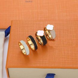 -Классические дизайнерские моды кольцо пары дизайн любви четыре листа клевер 18 K Золотые ювелирные изделия золотые кольца из нержавеющих мужчин женщин влюбленные подарок
