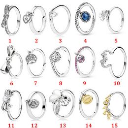 Designer Jewelry 925 Silver Wedding Ring Bead fit Pandora Bow Style Ring Shiny Wish Jewelry Cubic Zirconia Diamonds European Style Rings Birthday Ladies Gift