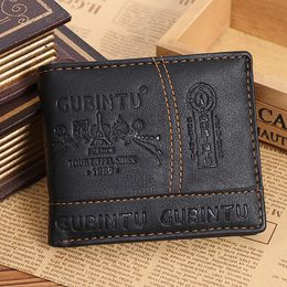 Men Casual Wallets Leather PU Design Multi-function Coin Bag Zipper Small Purses Clutch Money Clip
