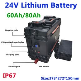 24V 80Ah lithium li ion battery pack with BMS for Mobility backup power golf trolley RV home ESS motorhome campers+10A charger