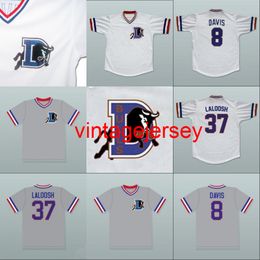 Bull Durham 37 Ebby 'Nuke' LaLoosh 8 Crash Davis Movie Jersey 100% Stitched Sewn Button Retro Baseball Jerseys White Grey