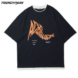Men's T-shirt Twisted Letters Printed Summer Short Sleeve Tee Oversized Cotton Casual Harajuku Streetwear Top Tshirts Clothing 210601