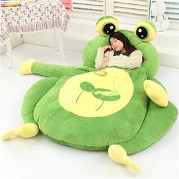 [funny] Very Cute Cartoon Sleeping Bag Soft Animal Frog Monkey Bear Cat Bed Carpet Tatami Sofa Mat Beanbag Plush Toy Kids Gift Q0727