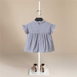 Children's Wear 2021 Summer New Children's Shirts Broken Flowers Short Sleeved Little Sleeve Girl Dress Korean Baby Clothes Q0716