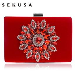 SEKUSA Single Side Sun Diamond Crystal Evening Bags Clutch Bag Styling Day Clutches Lady Wedding woman bag Rhinestones Purse 210928