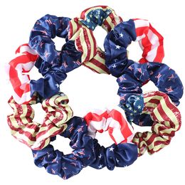 Independence Day Hairs Accessories American Flag Large Intestine ring Set Female Elastic Band Cloth Hair rings XY416
