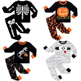Halloween Pajama Sets for Kids Boys Pijama Children Funny Carnival Party Sleepwear Toddler Skeleton Pumpkin Mummy PJS 2-10 Years 210908